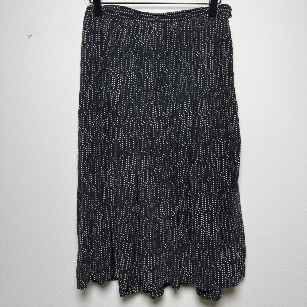 VTG 90s Women 100% SILK Fairy Grunge Skirt 10 Black Dotted Whimsigoth Midi